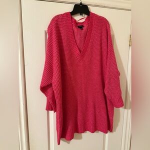 Elegant V-Neck Sweater in Vibrant Pink